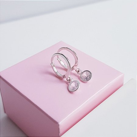 Argola Clique com Pingente Zirconia Prata 925