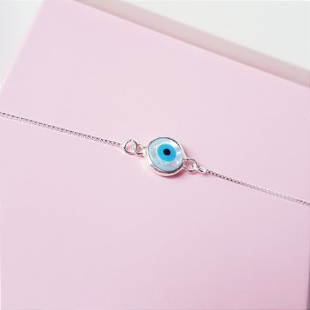 Pulseira Veneziana com Pingente Olho Grego Prata 925