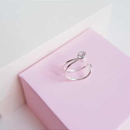 Piercing Fake 2 Fios Zirconia Prata 925