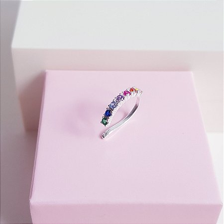 Piercing Fake Zirconias Coloridas Prata 925