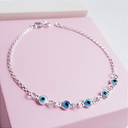 Pulseira Pingentes Olho Grego Prata 925