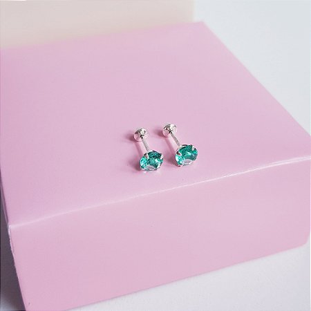Brinco Ponto de Luz Zirconia Verde Prata 925