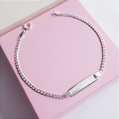 Pulseira Chapinha Personalizável Adulto Prata 925