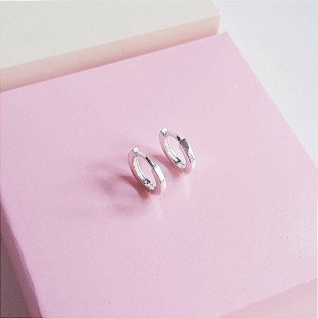 Argola Clique Fio Quadrado 12mm Prata 925