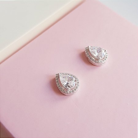 Brinco Ponto de Luz Gota Cravejada Prata 925