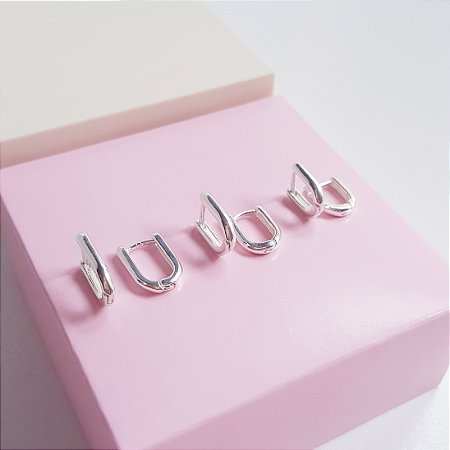 Trio Argolas Clique Oval Prata 925