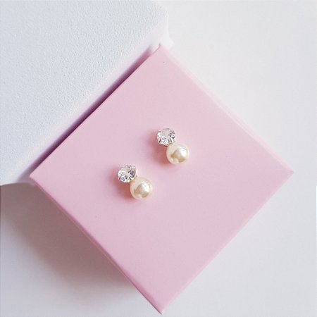Brinco Zirconia e Pérola Prata 925