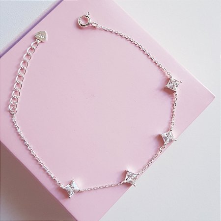 Pulseira Mini Elos com Zirconias Prata 925