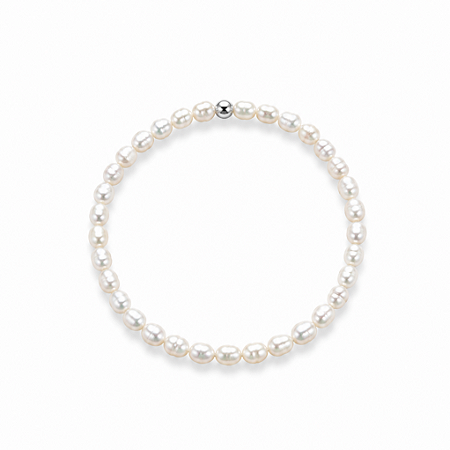 Pulseira Pérolas Naturais com Bolinha Prata 925