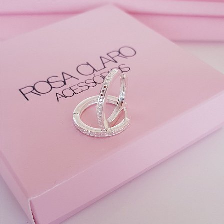 Argola 16mm Cravejada Zirconias Prata 925