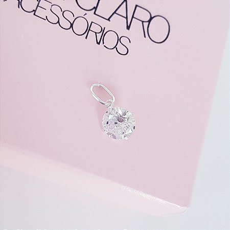 Pingente Ponto de Luz Zirconia 7mm Prata 925