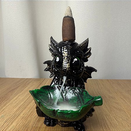 Incensário Cascata Dragão Baby Dourado