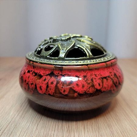 Incensário de Porcelana Vermelho