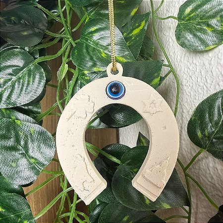 Amuleto Ferradura com Olho Grego Cor Branca