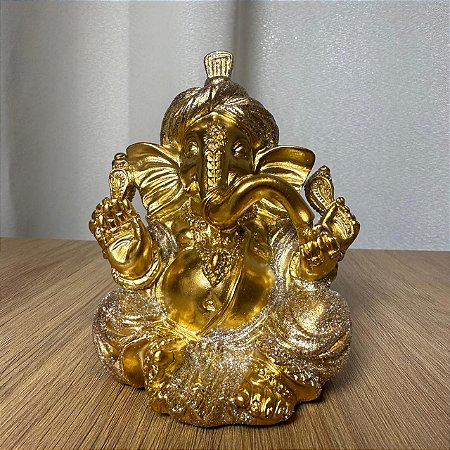 Estatueta Lord Ganesha Dourada Grande