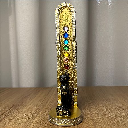 Incensário Sete Chakras Gato Egípcio