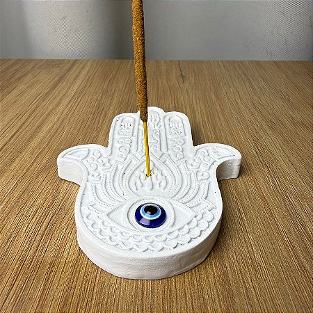 Incensário Mão de Hamsá Branco