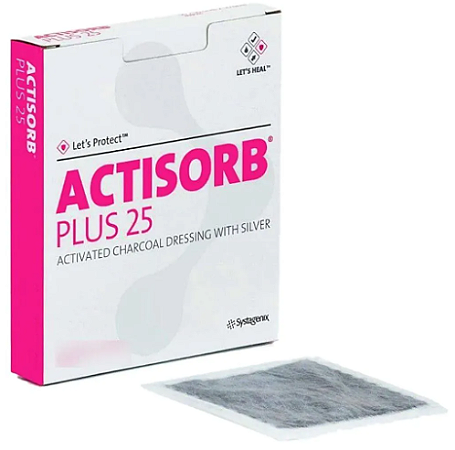 Curativo Actisorb Plus 25 Cobertura De Carvão Ativado Com Prata 6,5 X 9,5cm (cx 10 unidades) - Systagenix