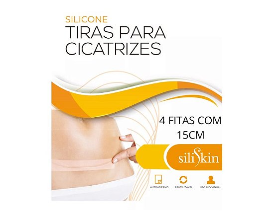 Fita de silicone para cicatriz hipertrófica e queloides 15x2cm (4unidades) - SiliSkin