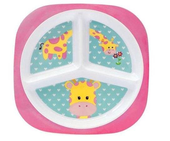Pratinho infantil com divisórias Animal Fun Girafa - Buba