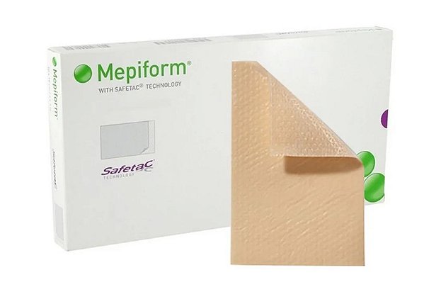 Curativo de Silicone para Cicatrizes e Queloides Mepiform 10×18cm (unidade) - Molnlycke
