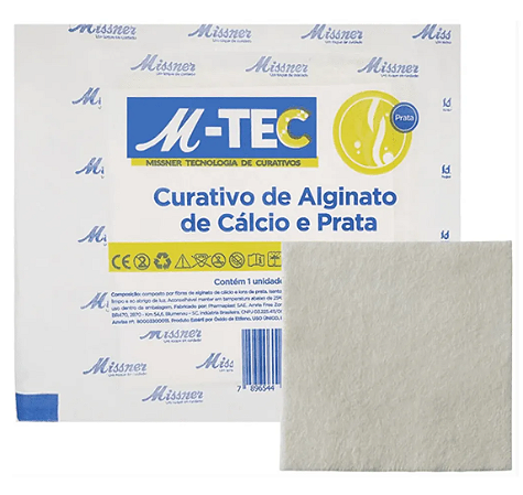 Curativo de Alginato de Cálcio e Prata M-TEC 10cm x 10cm (unidade) -  Missner