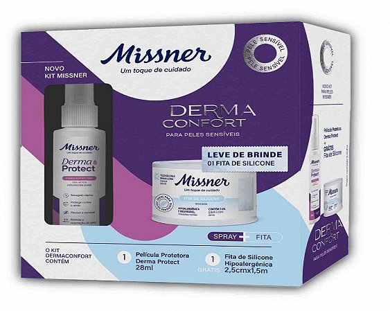 Kit Curativo Barreira da Pele Sensível Derma Confort (1 fita de silicone +1 spray película protetora da pele) - Missner