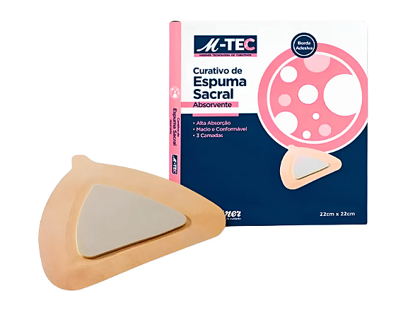 Curativo de Espuma Absorvente Sacral com Bordas de Silicone M-TEC 22x22cm (unidade) - Missner