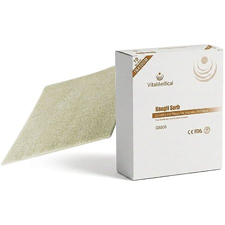 Curativo de Alginato de Calcio e Sódio Kangli Sorb 10cmx10cm (caixa com 10 unidades) - Vita Medical