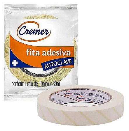 Fita para Autoclave Natural 19mmX30m Papel Crepe (unidade) - Cremer