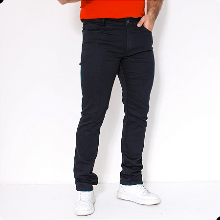 Calça Jeans Masculina Escura Skinny Casual Moderna Preto