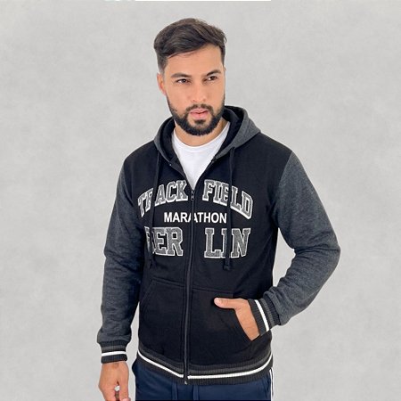 Moletom Masculino Com Zíper E Capuz Casaco De Inverno Quente