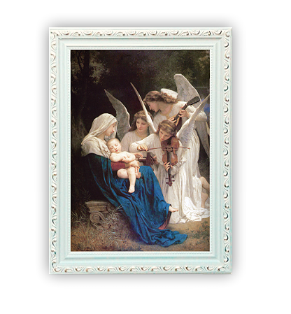 Quadro "A canção dos anjos" por William-Adolphe Bouguereau - Moldura Branca