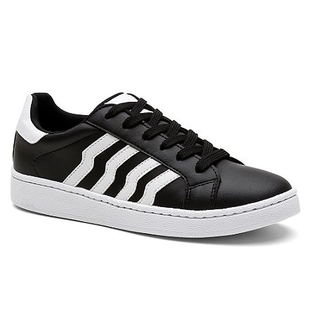 tenis branco feminino com listra preta