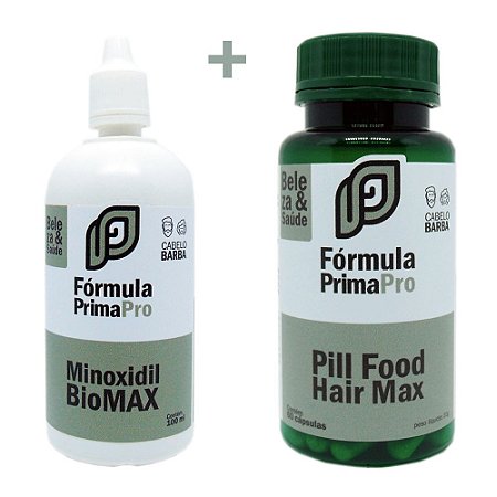 Kit Capilar Pill Food Hair Max + Minoxidil BioMAX