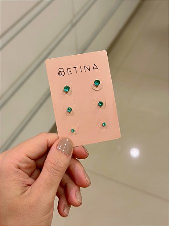 Trio Zircônias Redondas Turmalina Verde 5mm 4mm 3mm