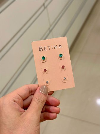 Trio Zircônias Redondas Multi Coloridas - Turmalina 5mm Fúcsia 4mm Ametista 3mm