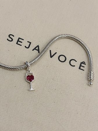 Berloque Taça de Vinho com Amor