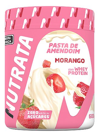 Pasta  Amendo Whey 600g Morango Nutrata