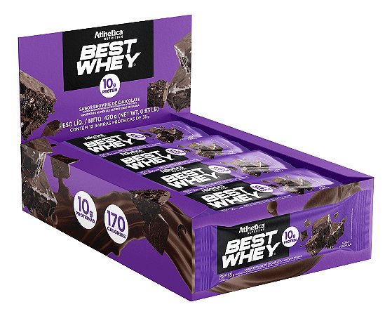 Atlet - Best Whey Bar 10g Protein (display Com 12 Unidades) Brownie Chocolate