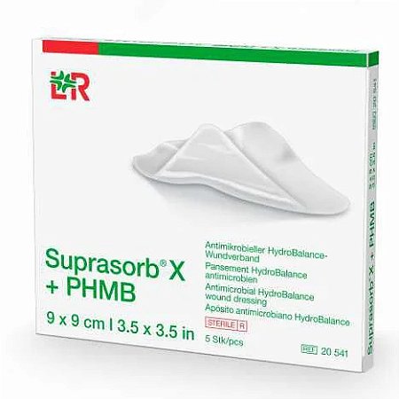 SUPRASORB X+PHMB - CURATIVO ANTIMICROBIANO HIDROBALANCE 9X9 CM - UN