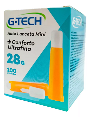 Auto Lanceta G-Tech Mini 28G caixa com 100 unidades