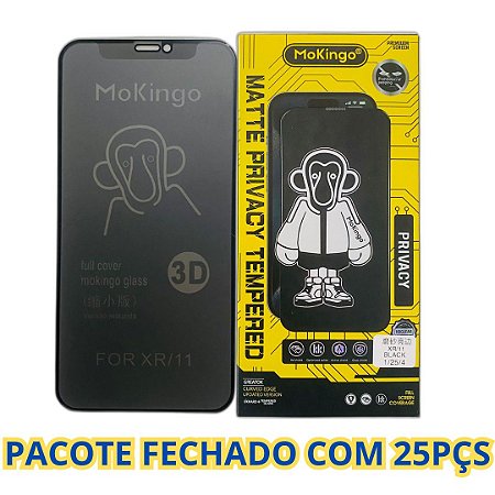 PACOTE DE PELÍCULA DE VIDRO 3D PRIVATIVA FOSCA IPHONE XR/11 COM 25UN