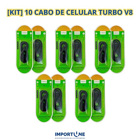 KIT 10 CABO DE CELULAR TURBO V8