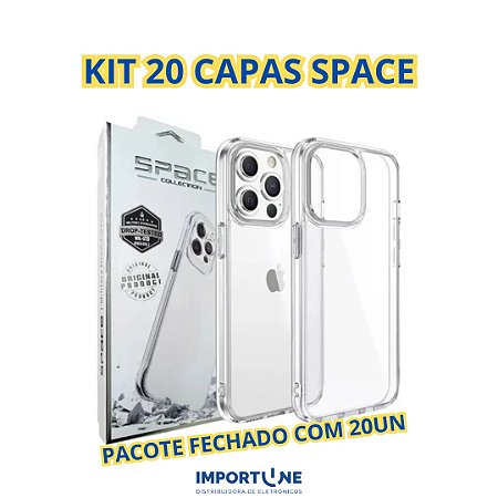 KIT COM 20 CAPA TRANSPARENTE SPACE PARA IPHONE 12 PRO MAX