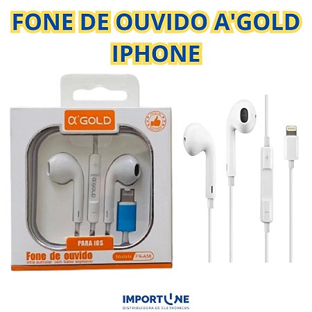 FONE DE OUVIDO A'GOLD IPHONE COM ENTRADA LIGHTING FN-A58
