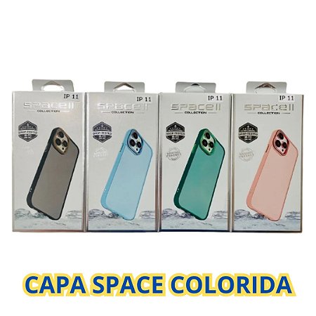 CAPA TRANSPARENTE SPACE PARA IPHONE 16 COLORIDA