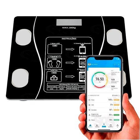 BALANÇA DE BANHEIRO ALTOMEX BIOIMPEDÂNCIA BLUETOOTH 180KG