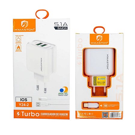 CARREGADOR DE CELULAR H'MASTON PRO IPHONE 5.1 A MOD: Y24-2