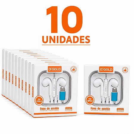 KIT 10 FONE DE OUVIDO A'GOLD TIPO C FN-A77